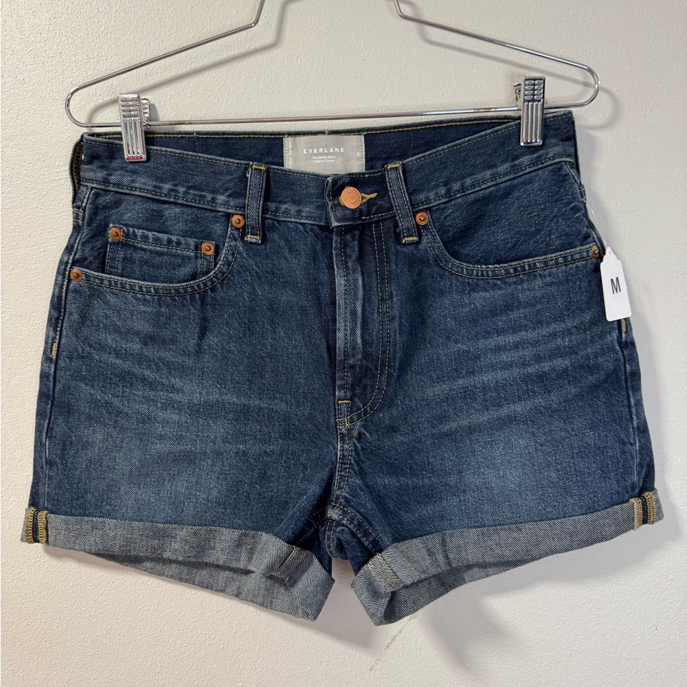 Everlane Women's The denim short Dark Blue Jean Shorts size 26 classic cuff #536